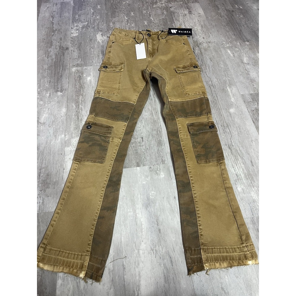 * Waimea Youth Boy's‎ Stacked Fit Knee Pockets Denim Blue Jeans - Size 18 NEW